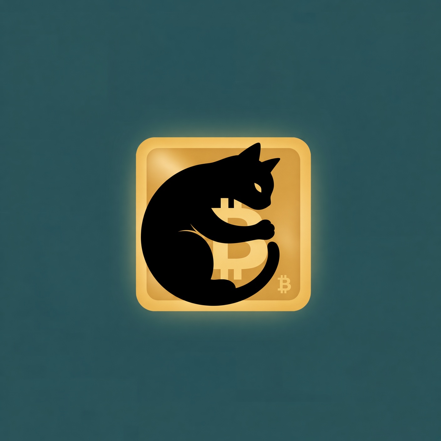 TKCAT — black cat curled around a glowing coin